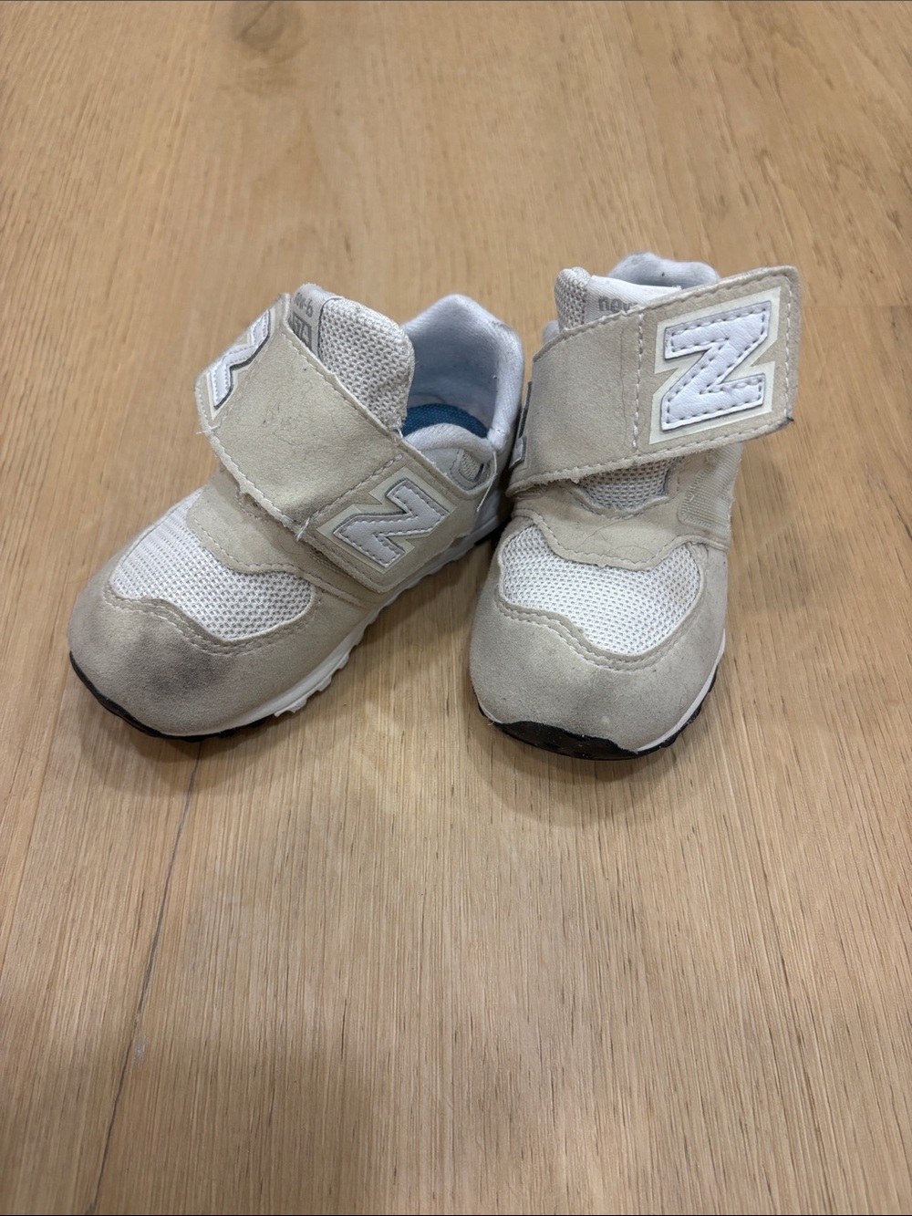 New Balance Kids Beige and White Velcro Sneakers - NB 574